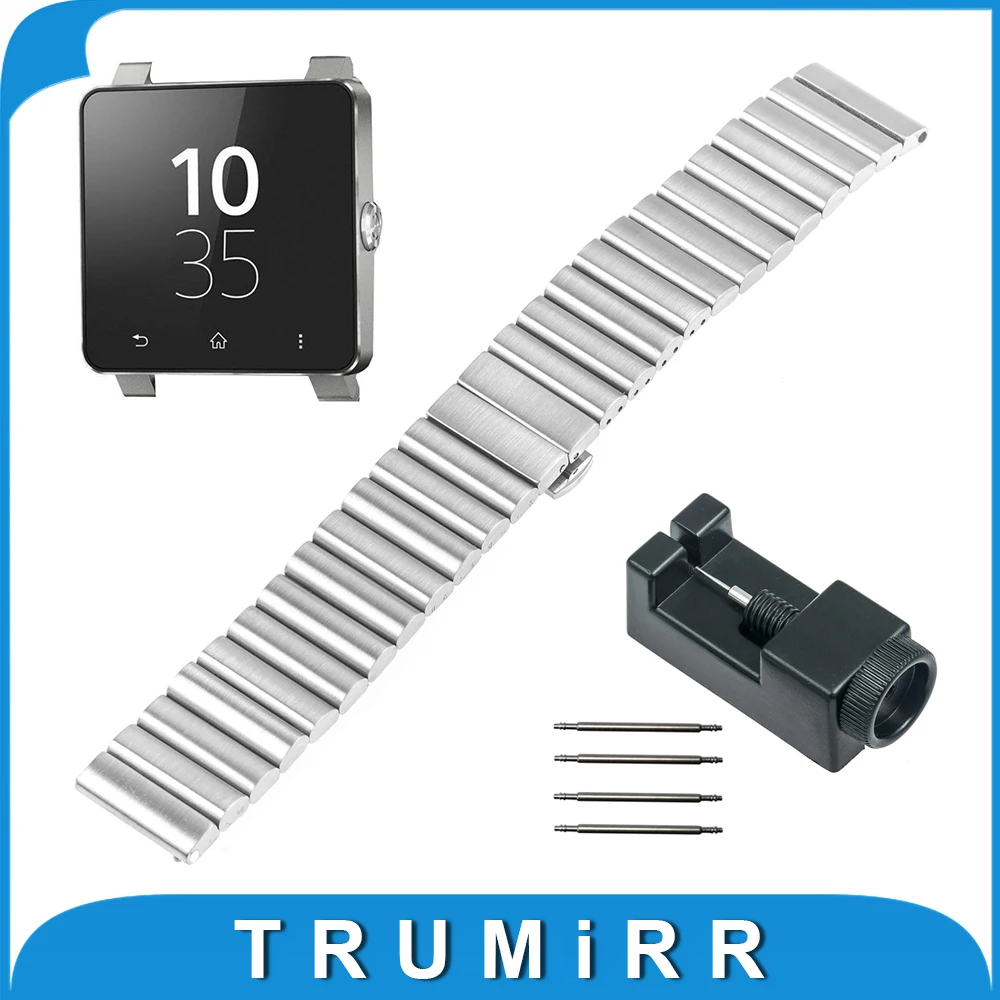 

24mm Stainless Steel Watchband for Sony Smartwatch 2 SW2 Replacement Band Strap Bracelet with Upgraded Link Removal Tool & Pins