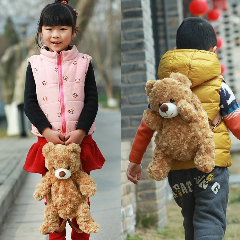 36CM Christmas Gifts for Nursery Cute Kids Schoolbag Teddy Bear Plush Backpack for Children schoolbag plush hasp baby bags toys