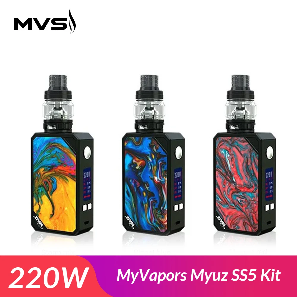 

Original MyVapors Myuz SS5 Kit 220W with Atomizer 6.5ml+ SS5-M/SS5-N coil head VS Electronic Cigarette x-priv/g-priv 2 vape kit