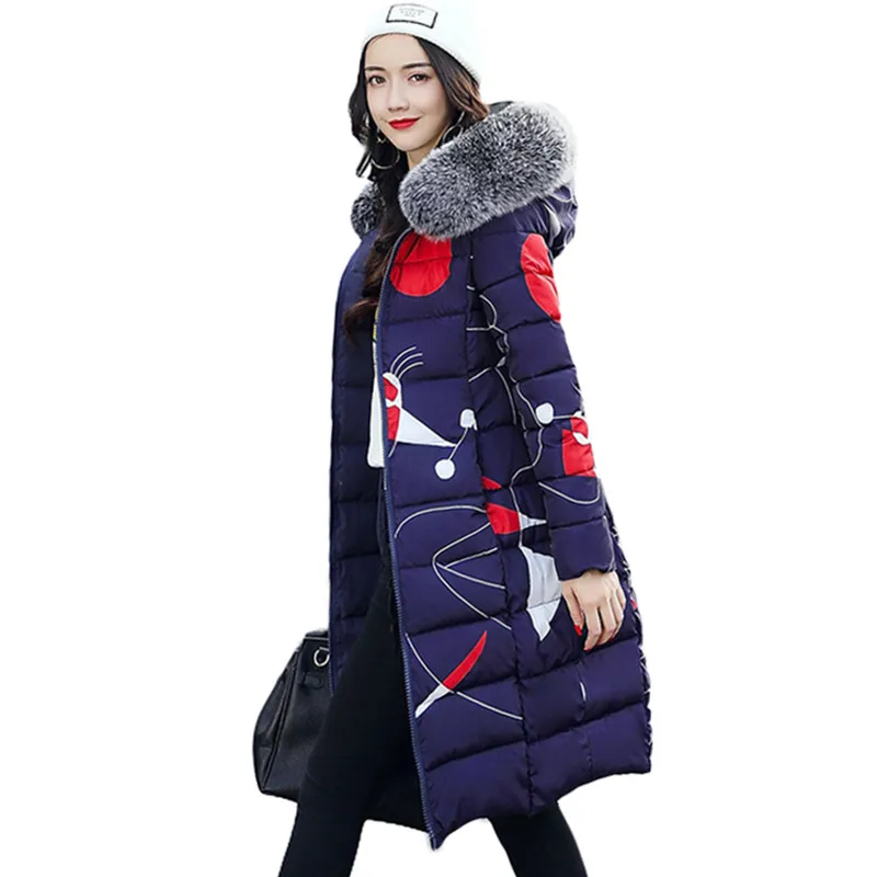 

Womens Coat Long Lady Winter Parkas Jackets Fur Collar Thick Hood Full Outerwear 2019 New Warm Casaco Feminina Inverno Thicken