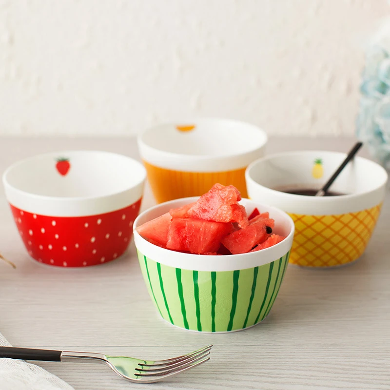 4pcs Creative Bowls Lovely Hand Painted Fruit Bowls For Kids Bone China Ceramic Bowl Cartoon Tableware