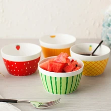 4pcs Creative Bowls Lovely Hand Painted Fruit Bowls For Kids Bone China Ceramic Bowl Cartoon Tableware Flatware Rice Salad Bowl