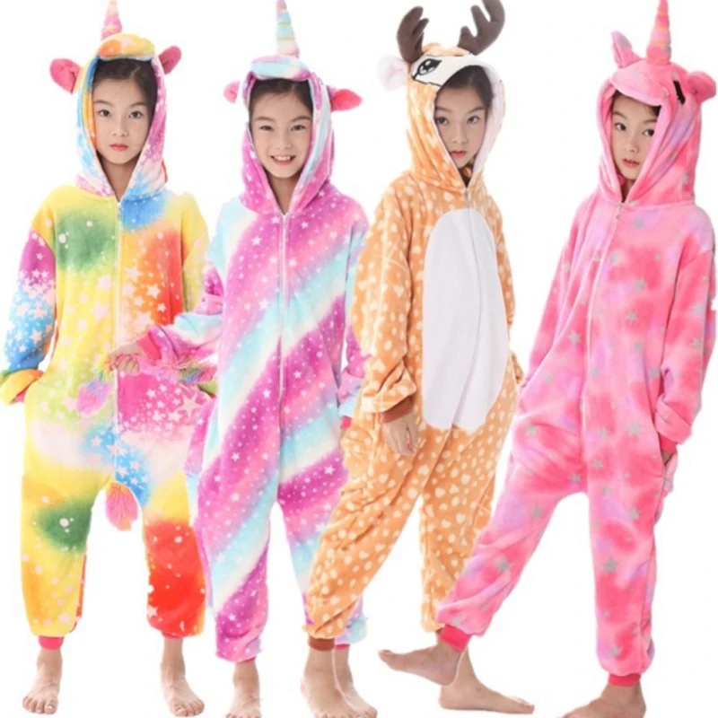 

Kigurumi Onesie Children's Animals Pijama Kids Winter Flannel Unicorn Pajama Boys Girls Cosplay Pajamas Sleepwear Baby Jumpsuit