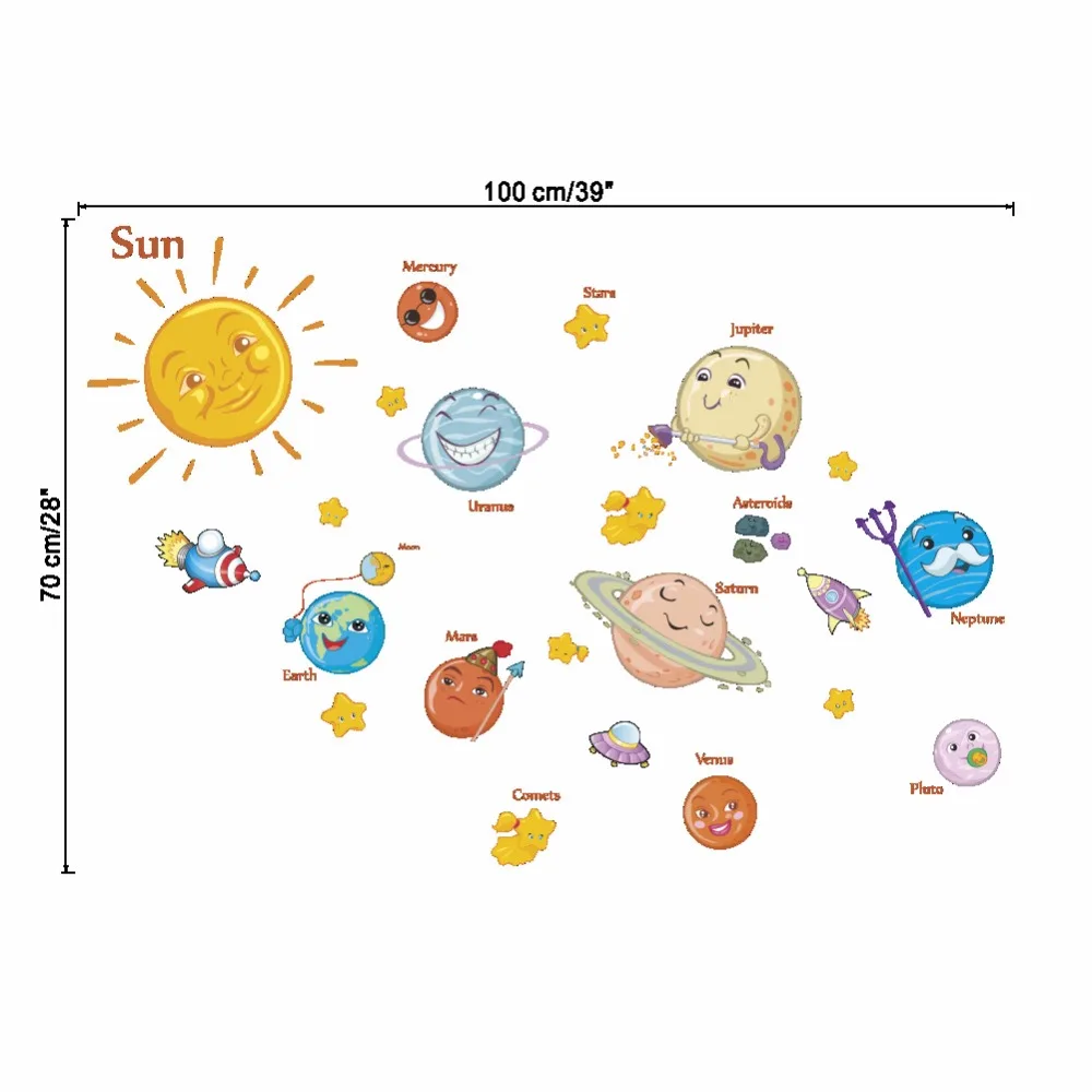  cartoon universe Space Planet wall stickers PVC self adhesive wall mural kindergarten classroom dec - 32863951322