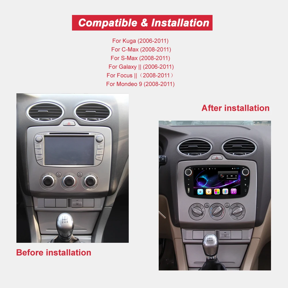 Cheap Bonroad 2din Android 8.1.0  Car Multimedia Player For Focus/S-MAX/C-MAX/Galaxy Car DVD GPS Wifi GPS Navigation Radio FM RDS BT 5