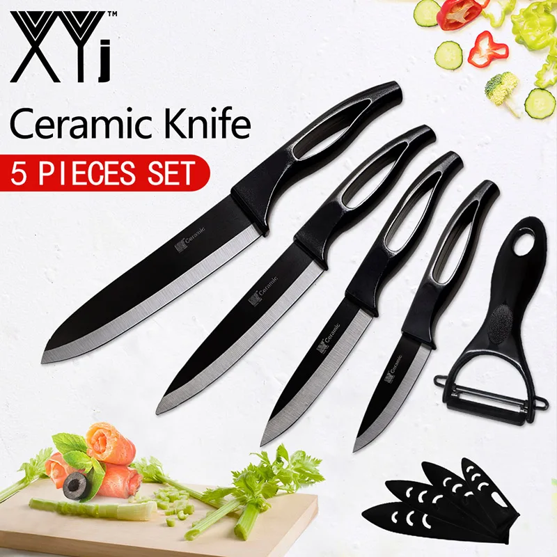 XYj Zirconium Oxide Ceramic Knives 3 4 5 6 inch Chef Knife Set+Peeler Multi color Handle Kitchen