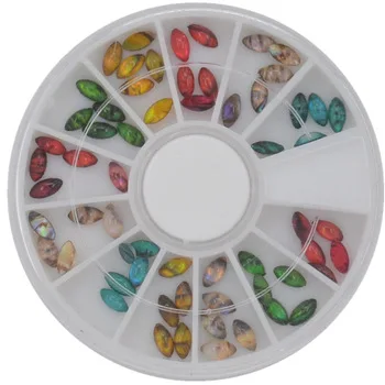 WUF 1 Wheel 60pcs 3x6mm Oval Shape Japan Styles Shell Stone For DIY Nails Art Accessory Fashion Decorations Beauty Tools