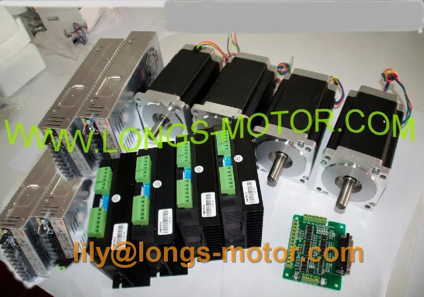 

US/EU FREE Ship! NO TAX! 4axis Nema 34 stepper motor 1232oz.in 34HS1456 & Driver DM860A 80V 256Micro& DB25 board CNC Router kit