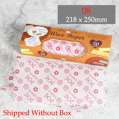 50Pcs/Lot Wax Paper Food-grade Grease Paper Food Wrappers Wrapping Paper for Bread Sandwich Burger Fries Oilpaper Baking Tools - Цвет: 08 Without Box