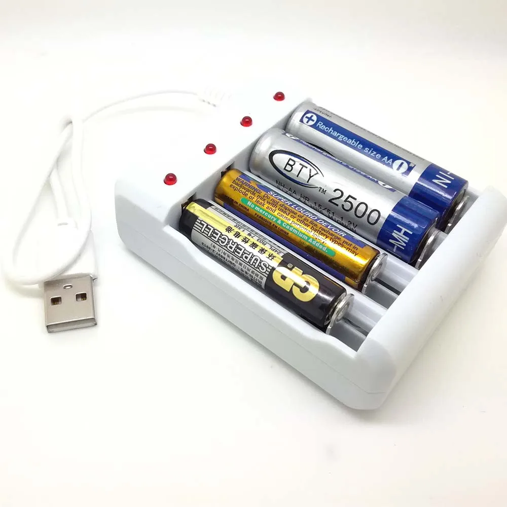 AAA Batteries # 1.2V Universal 4 Slot USB Plug In Battery Charger For AA