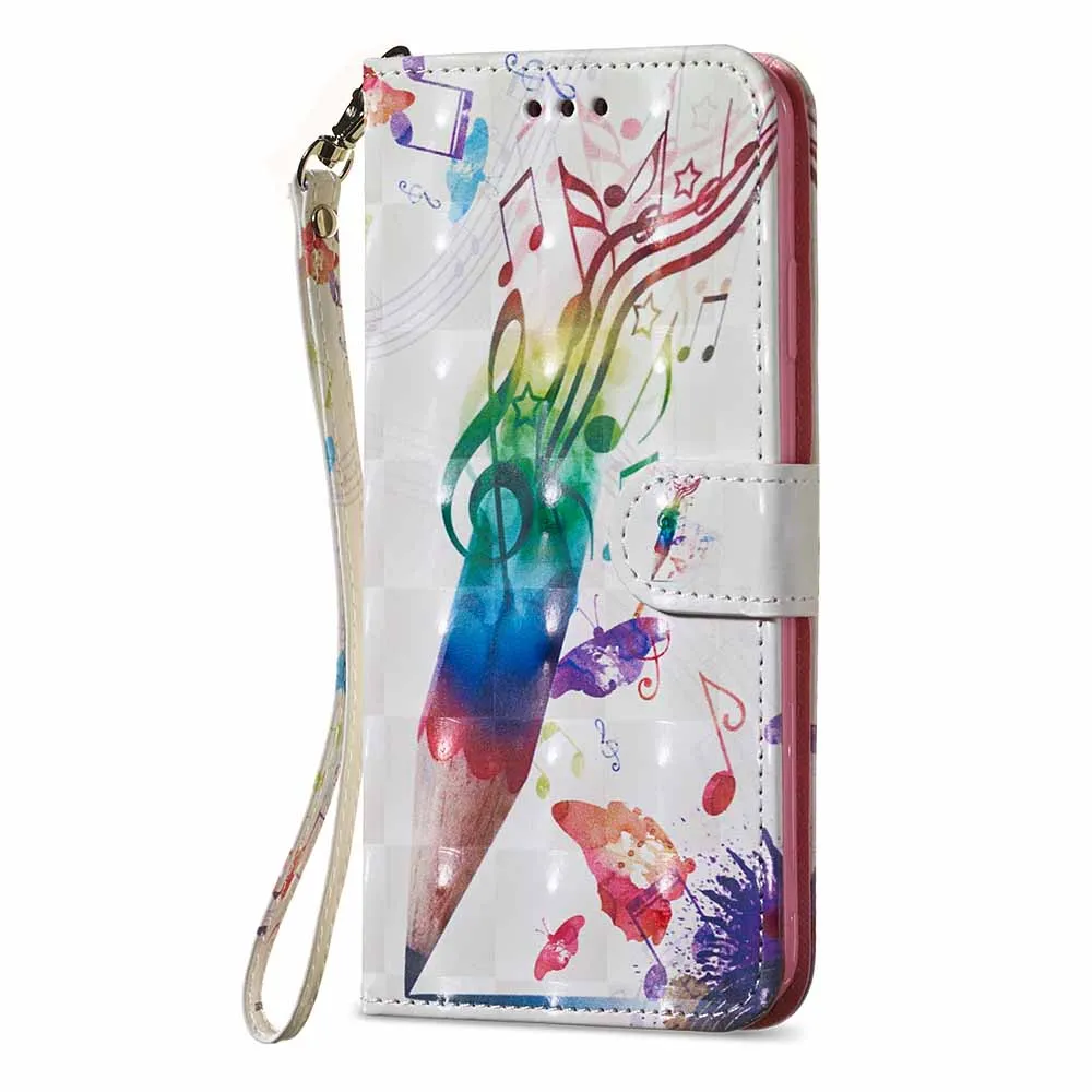 Мода кожаный бумажник чехол для samsung Galaxy J4 J6 J7 A6 плюс A7 A9 J510 J710 J330 J530 примечание 9 откидная крышка карты футляры на липучке - Цвет: Music Pen