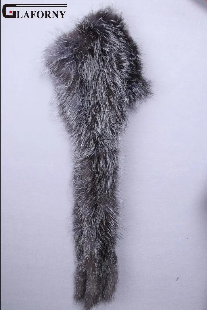 Glaforny,, натуральный вязаный шарф из лисьего меха, шапка для женщин, зимняя, модная, повседневная, вязанная шапка с капюшоном, русский стиль, теплые меховые шапки - Цвет: silver fox fur