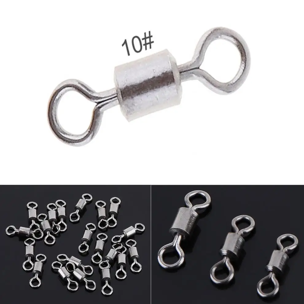 High Tensile 50pcs 10 8 Shape Barrel ball Bearing Fishing Swivel Snap