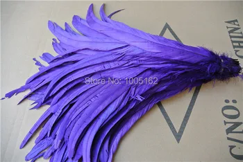 

Free Shipping 100 pcs 12-14inch(30-35cm) purple Coque Tail Feathers Rooster feather for costumes