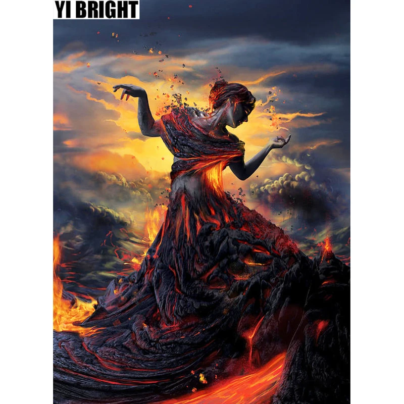 

5D DIY Full Diamond Painting Cross Stitch "Volcano Goddess" Diamond Embroidery Mosaic Pictures Diamond Peinture Diamant GT