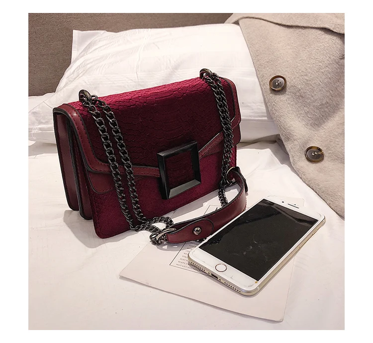 Бархатная кожаная винтажная крокодиловая сумка и кошелек для женщин дизайнерская Роскошная брендовая сумка-мессенджер на цепочке розовая зеленая сумка через плечо