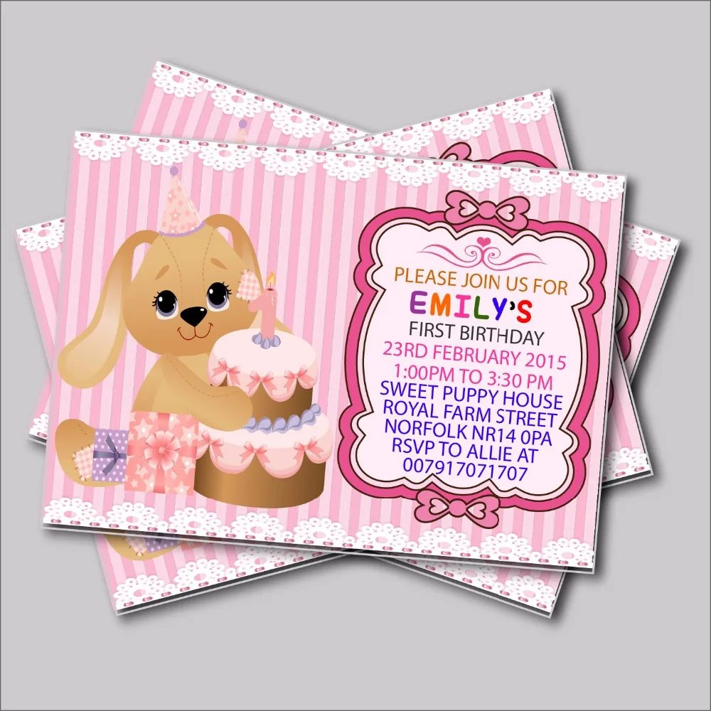 Us 539 40 Off14 Buahbanyak Kustom Lucu Anak Anjing Undangan Ulang Tahun Baby Shower Mengundang Anak Laki Laki Atau Gadis Ulang Tahun Pesta Favor