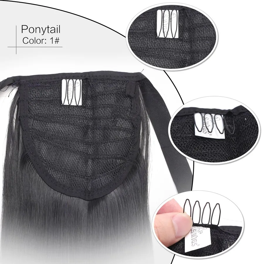 

Neitsi Straight Long Clip In Hair Tail False Hair Ponytail Hairpiece With Hairpins Synthetic Hair1#