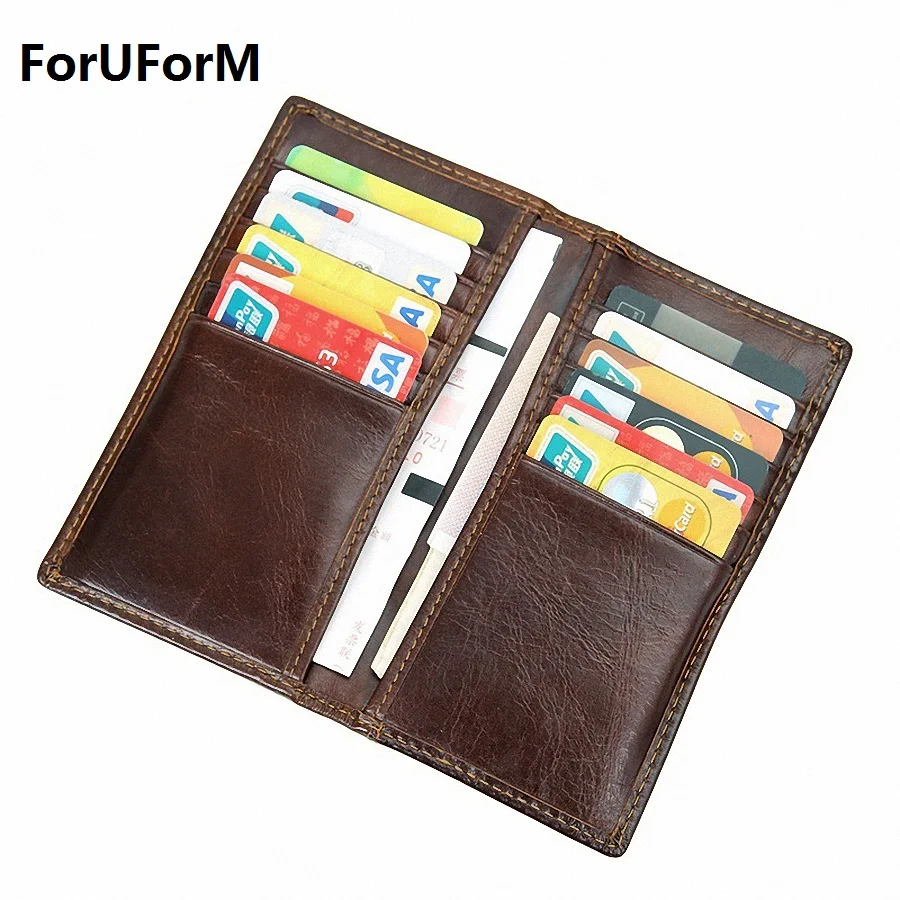 

Men Genuine leather wallets Vintage famous brand credit card holder Purse bag long clutch wallets high quality Retro LI-1600