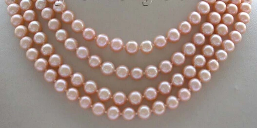 

xiuli 001866 69" longest Genuine Natural 7-8mm pink round pearl Necklace
