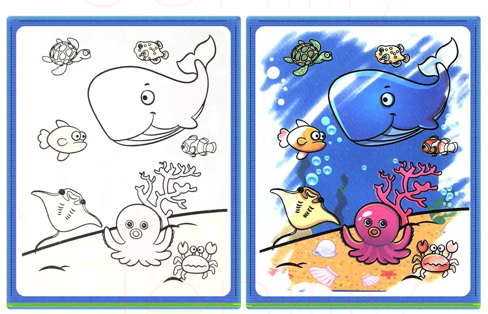 1 шт. Детская Мягкая тканевая Волшебная водная книга для рисования с волшебной ручкой каракули животные Морская жизнь Ранние развивающие детские игрушки подарок