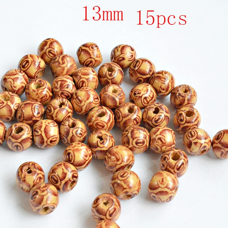 

FLTMRH Mixed Painted Drum Wood Beads Fits European Charm Bracelet Jewelry Findings