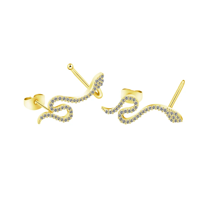 

V Attract Hot Selling Boho Crystal Snake Stud Earrings for Women Ear Eardrop Girls Jewellery Ophidian Copper Serpent
