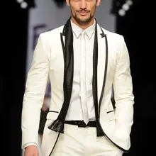 Последний дизайн пальто брюки модные белые смокинги жениха Повседневный стиль красивый мужской свадебный Выпускной вечерние костюмы(куртка+ брюки) terno