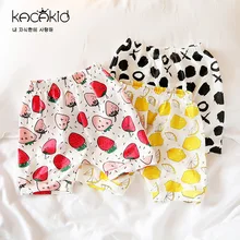 Kacakid для маленьких мальчиков и девочек летние Шорты для женщин Детские Симпатичные Штаны-ползунки фрукты Штаны шаровары Штаны дети хлопок Шорты для женщин детская одежда