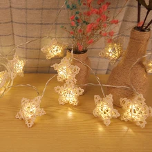 20 светодиодных 40 светодиодных гирлянд из ротанга и звезд, медная проволока, украшение в помещении, Звездные сказочные огни AA, работающая от аккумулятора ламповая гирлянда SL074