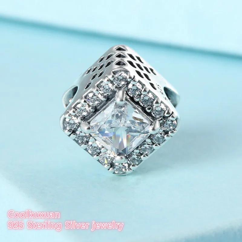 

Autumn Authentic 925 Sterling Silver Geometric Radiance Charm, Clear CZ Beads Fit Brand Charms Bracelet Jewelry Making