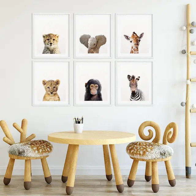 Modern Wild Animals Art Canvas Painting Wall Picture Nursery Decor Modern Wild Animals Art Canvas Painting Wall Picture Nursery Decor Lion Tiger Elephant Giraffe Baby