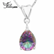 2ct Natural Collar Pendiente Del Encanto Del Arco Iris de Fuego Místico Topacio Esterlina del Sólido 925 de Plata Para La Muchacha Al Por Mayor 2016