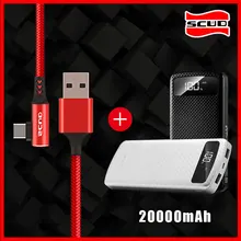 Scud power bank 20000mAh+ USB кабель type-C со светодиодный зарядным устройством с цифровым дисплеем для мобильных телефонов Xiaomi huawei LG samsung Android