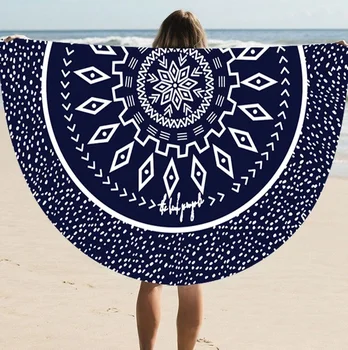 

Supply quality round silk sunscreen digital printed beach towel st06-49
