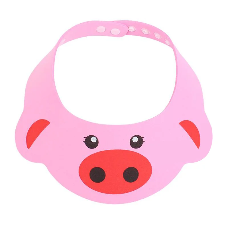 Милый детский шампунь с героями мультфильмов; милая шапочка для купания для мальчиков и девочек; детская шапочка для мытья волос; прямой козырек; регулируемый головной убор; детская шапочка для душа - Цвет: Pink Pig