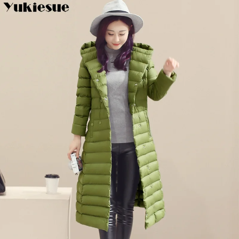 Goede 2018 Lente Plus Size 3XL Lange Womens Donsjacks Ultra Licht 90% Duck Down Jas Winter Capuchon Puffer Jas womens parka