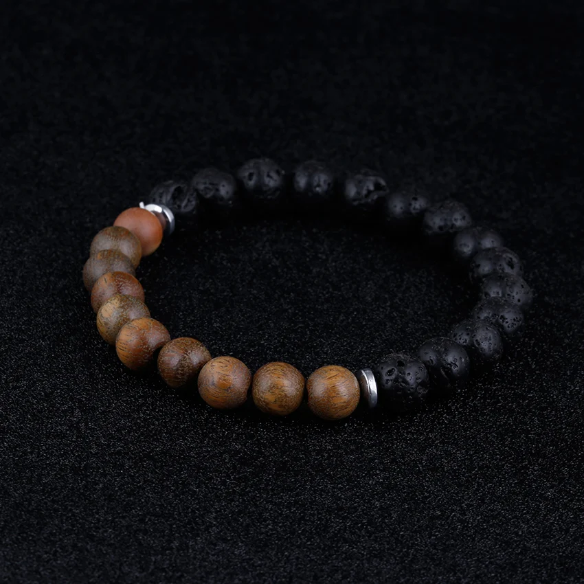 

Volcanic stone Natural Stone Beads bracelet Sandalwood bead Elasticity Bracelet charm bracelets for women men's jewelry gift