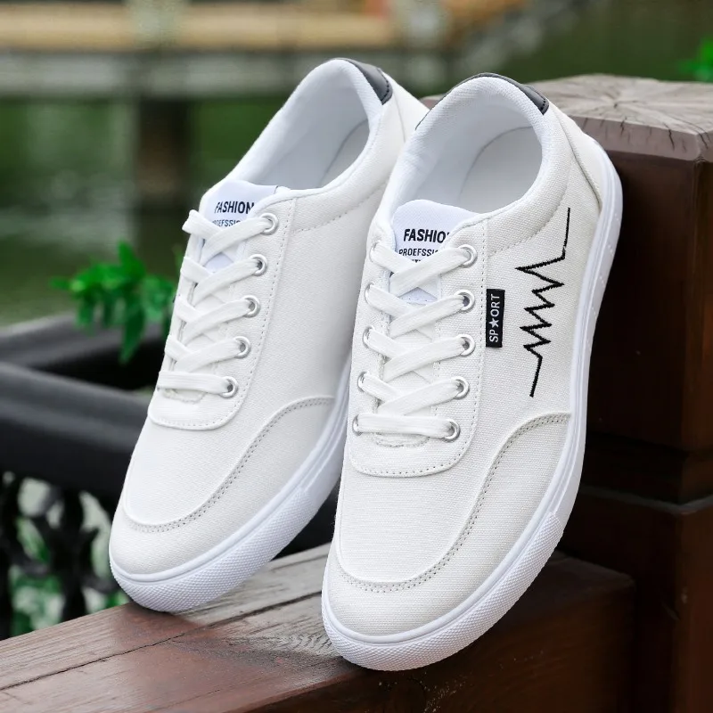Breathable New 2016 Spring and Summer Canvas Lace Up Shoes Men Flat Shoes Men Casual Shoes Black White