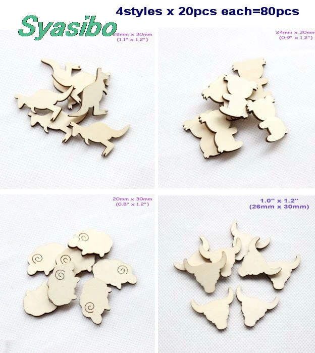

(20pcs each) 30mm Natural Blank Wooden Koala Bull Skull Kangaroo Sheep Party Ornaments Rustic Wood Crafts 1.2"-ZH21