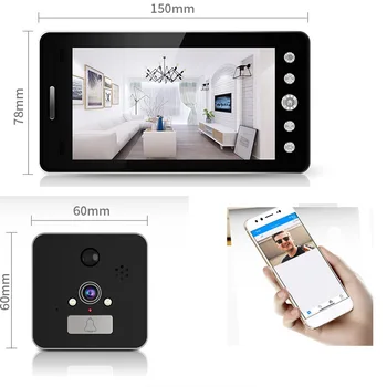 

5 Inch Peephole WiFi HD720P Doorbell With Camera Intercom APP Remote Control For IOS Andriod PIR Motion Detect Alarm Video Eyes
