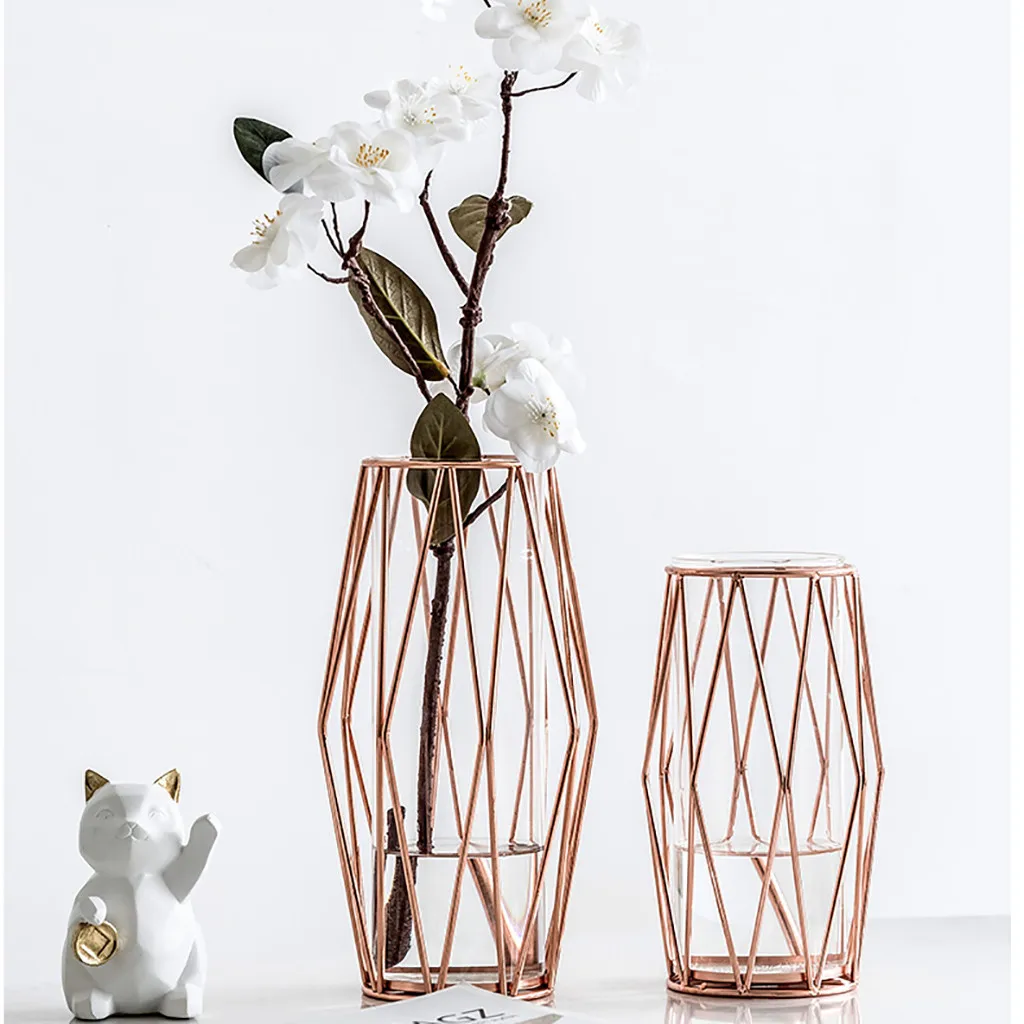 Flower Vase Glass Flower Vases For Homes Metal Light Luxury Style