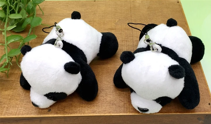 #*Cheap Small Chinese Prone Panda Key Chain Cute Vintage Animal Plush Stuffed Toy Backpack Hanging Accessory Car Keychain Ethnic Gift