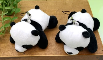 

Small Chinese Prone Panda Key Chain Cute Vintage Animal Plush Stuffed Toy Backpack Hanging Accessory Car Keychain Ethnic Gift