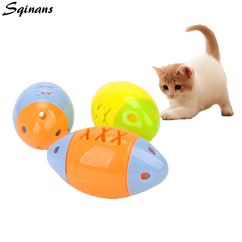 

Sqinans 1pc Plastic Rugby Sound Toys For Dog Cat Bell Interactive Pet Toy Kitten Cat Football Training Toys
