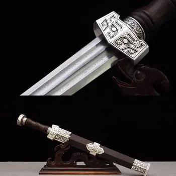 

Double Edge Sharp Outdoors/Hunting Knife Folded-Forging Damascus Steel Blade Full Tang Chinese Han Dynasty Battle Sword Jian