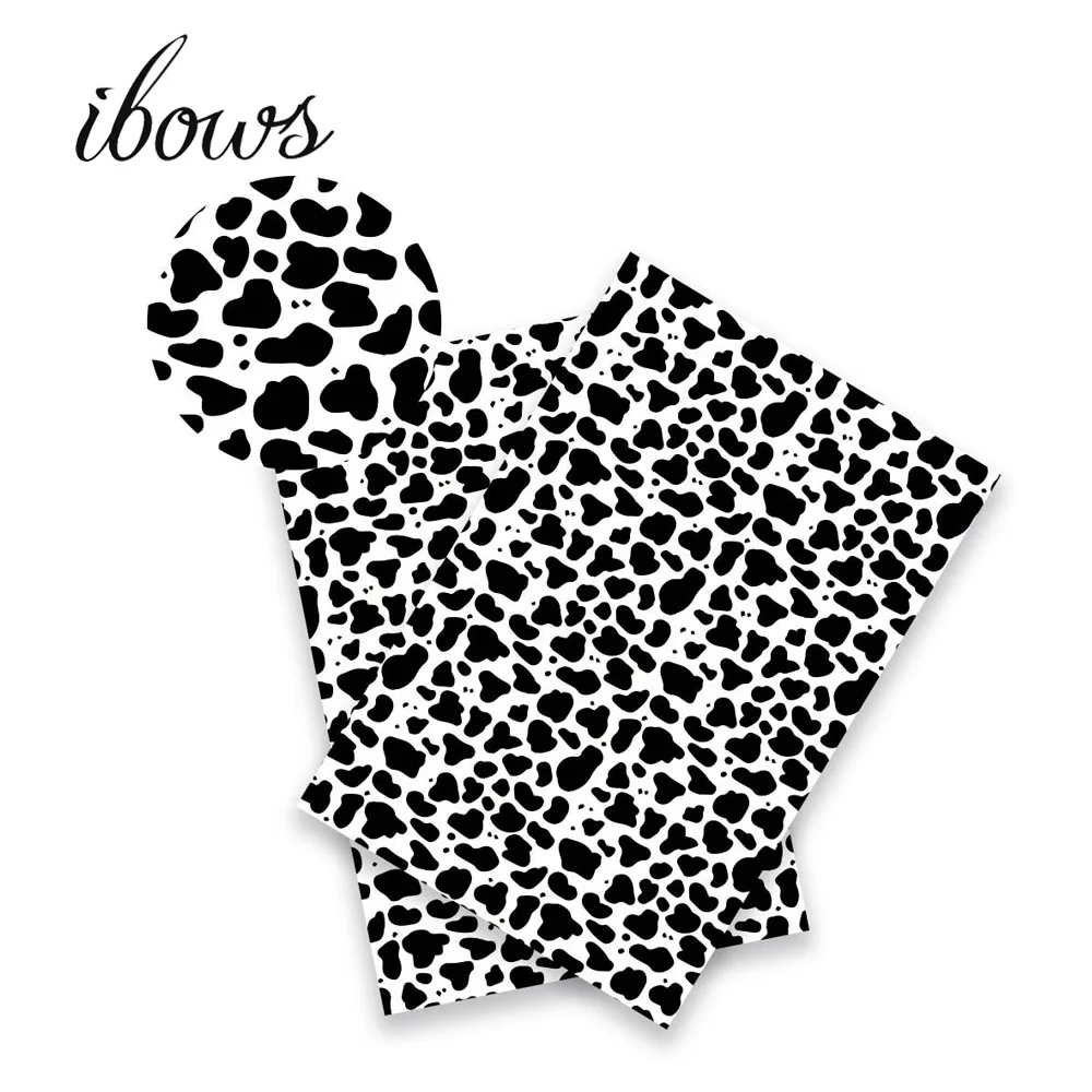 

22cm*30cm Personality Synthetic Leather Sheet Cow Pattern Printed Pu Fabric For DIY Hairbows Patchwork Sewing Materials