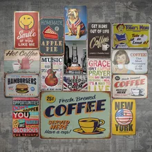 Póster metálico de Estilo Vintage para decoración de cafetería, tienda, cartel de estaño, placa para bar, Club, café, base del bateador, decoración de pared, arte