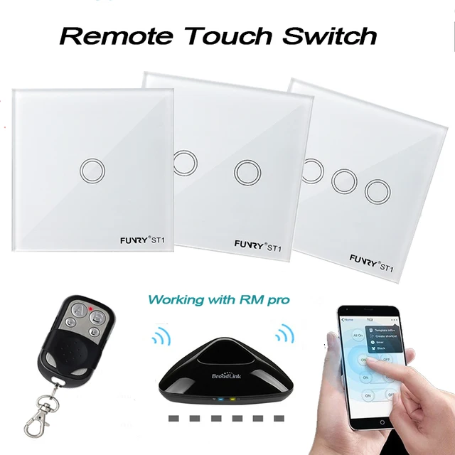 Funry 1 2 3 Gang EU Remote Switch Wifi Control Wireless Remote Wall Light Touch Switch Work With Broadlink / Geeklink Smart Home