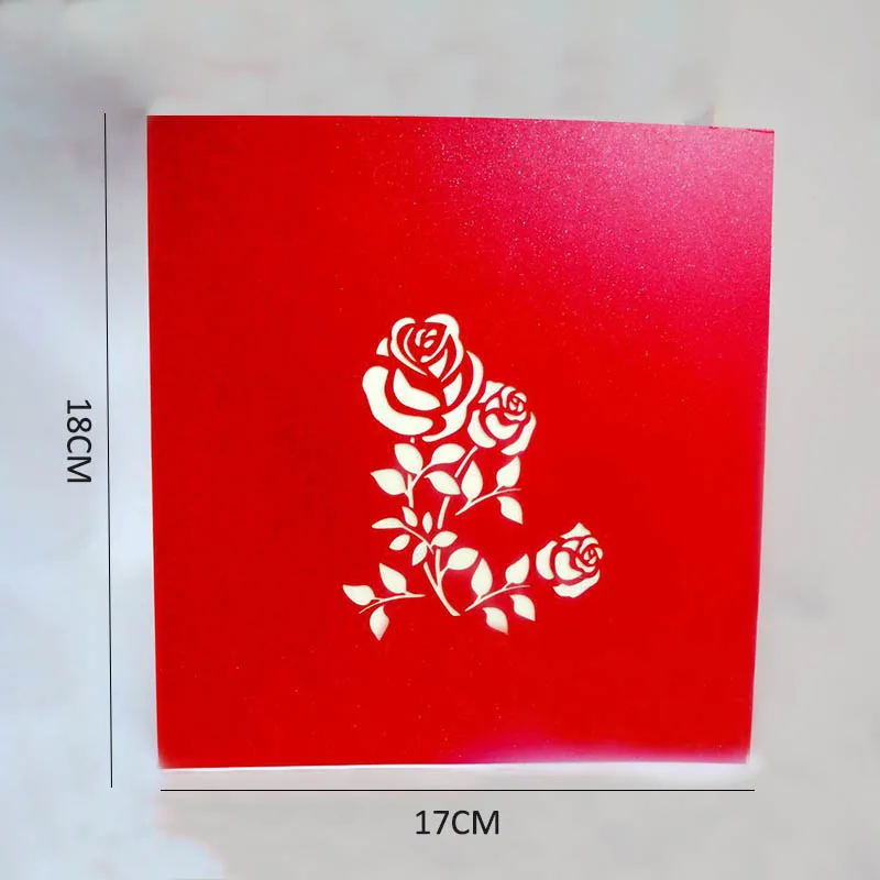  1pcs 3D stereoscopic Rose Flower Greeting card Valentine's Day Wedding Invitation Cards Romantic Gi - 33024185066
